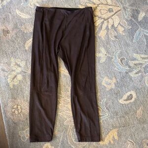 Elegant Dark Brown Faux Leather Women's Leggings